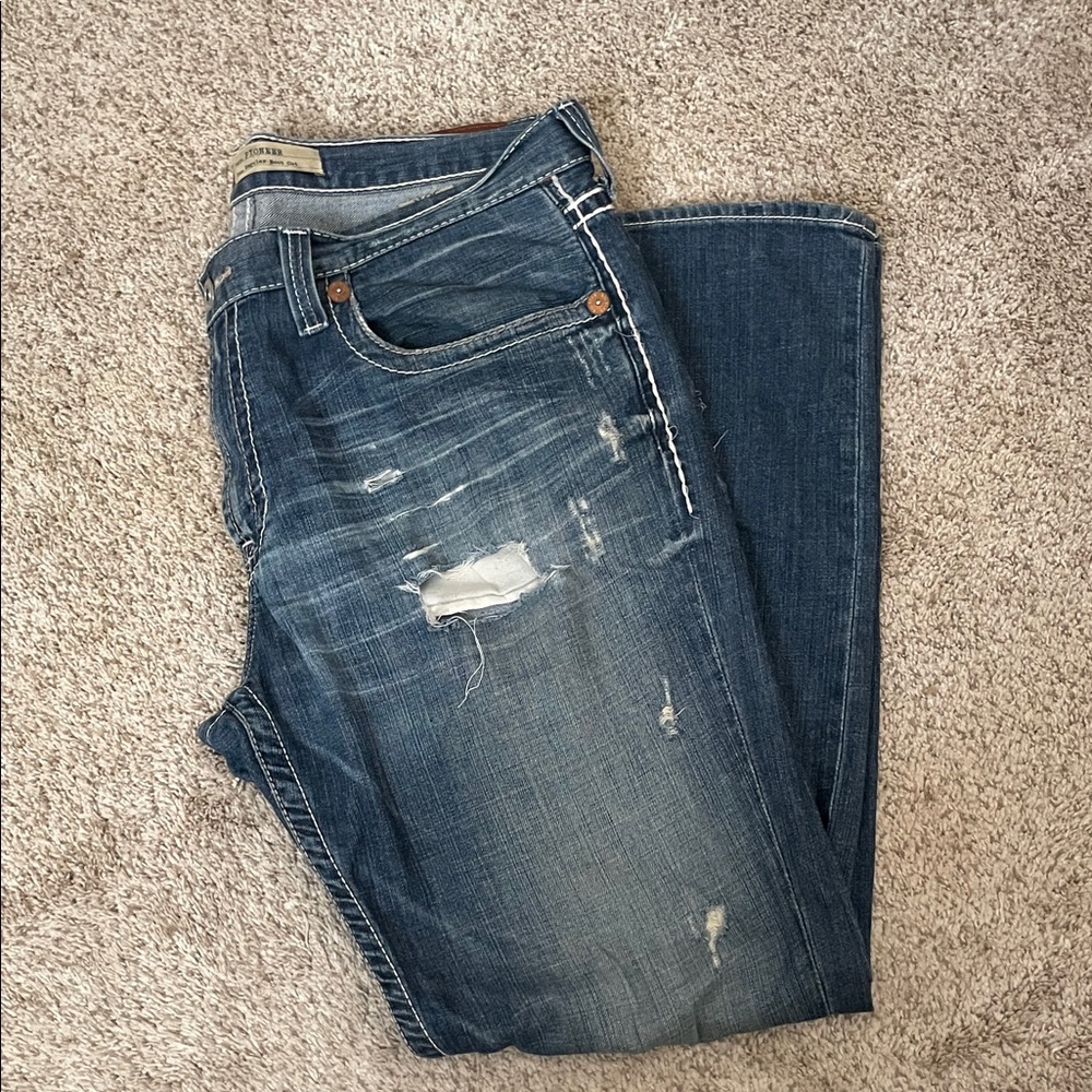 Big Star Men's Regular Boot Cut Distressed Denim Jeans